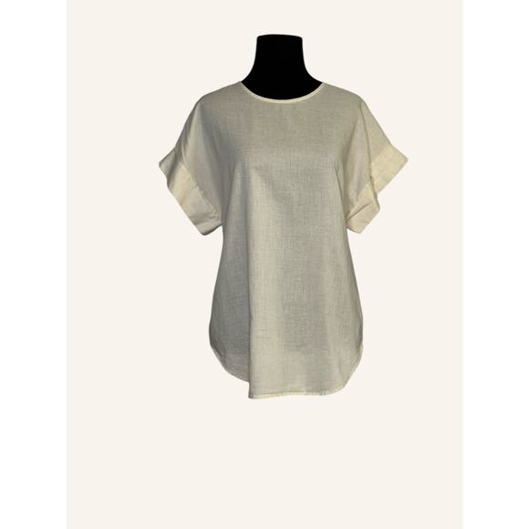 Valeria Mendizabal cream short sleeves tunic top size Medium - Picture 11 of 12